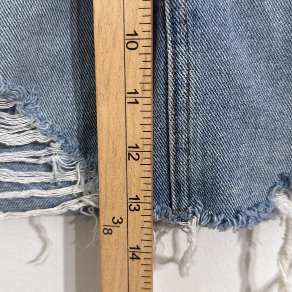 PACSUN Ultra Distressed Mini Jean Skirt Womens Size 26 Denim Raw Hem Y2K - Picture 10 of 10